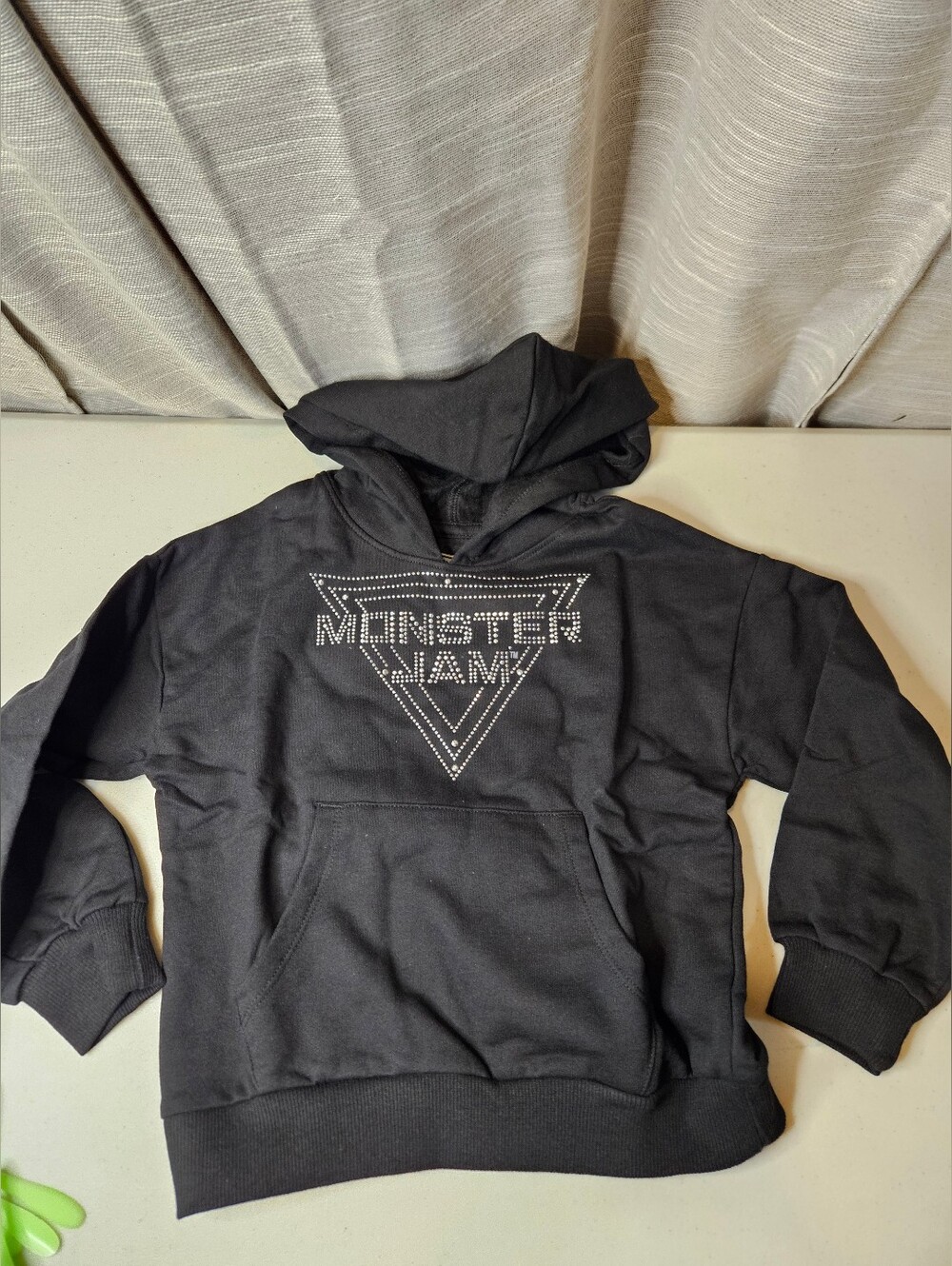 Monster Jam Sweatshirt Hoodie Pullover Girls Rhinestones New Black Size 5